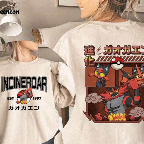 Retro Incineroar Pokemon Shirt Eevee Pikachu Bulbasaur Charmander Squirtle Video Game Family Trip Pokemon Kid Shirt Gift