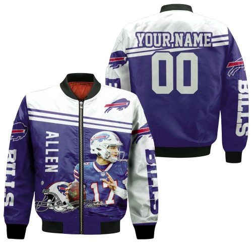 Josh Allen 17 Buffalo Bills Legend Signature Personalized Bomber Jacket  – Gift for Men Women