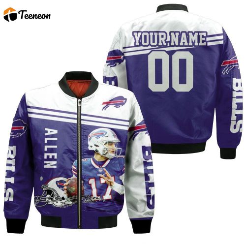 Josh Allen 17 Buffalo Bills Legend Signature Personalized Bomber Jacket  – Gift for Men Women