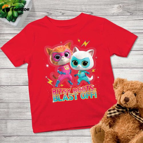 Superkitties Ginny and Bitsy Boots Blast Off Shirt – Super Cat Hero Kitties Kids Character