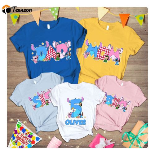 Lilo and Friends Stitch Birthday Shirt Family Matching Shirts Girl Boy Birthday Shirt