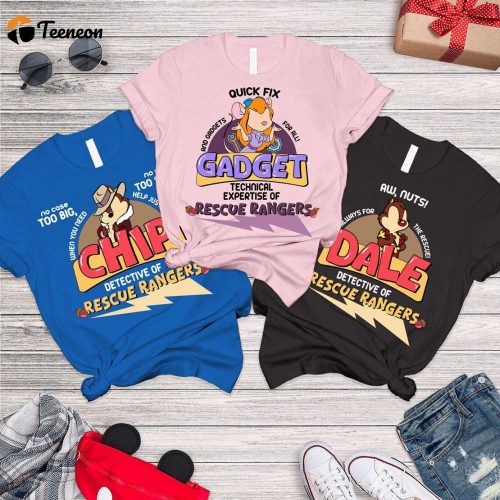 Chip n Dale Rescue Rangers Team Tshirt – Occupational Co Squad – Family & Friends Matching Tees with Chip Dale and Gadget