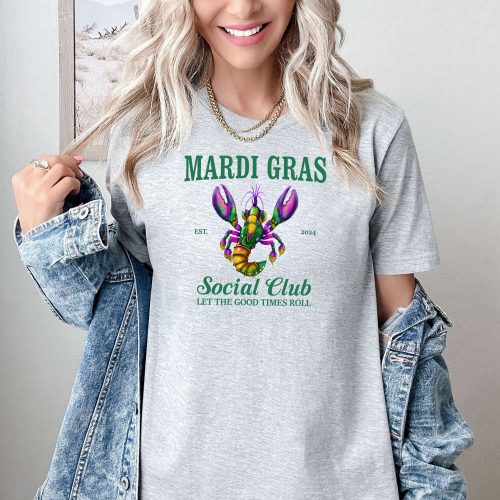 Mardi Gras Party Shirt: Funny NOLA Tee with Beads Carnival Design Women Festival Tees for Fat Tuesday Fleur De Lis Shirt Included!