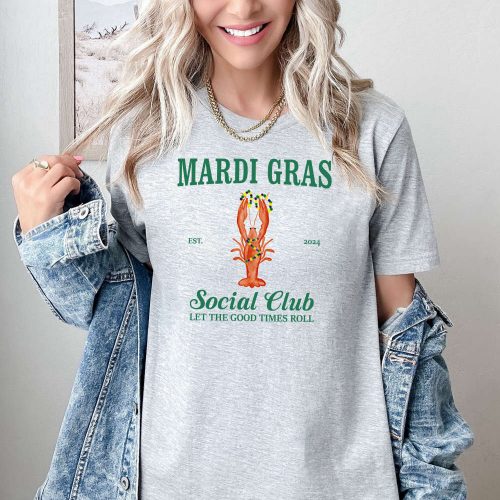 Mardi Gras Sweatshirt: Celebrate Fat Tuesday with Social Club Sweat Louisiana T-shirt and New Orleans Shirt – Get Festive with Mardi Gras Party Shirt featuring Fleur De Lis Design!