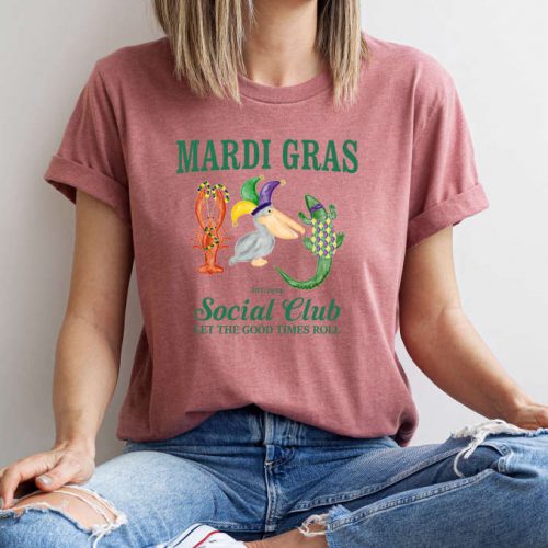 Mardi Gras T-Shirt: Fun Festival Shirt for Social Clubs & Mardi Gras Parties NOLA Beads Design Fat Tuesday & Funny Party Shirts