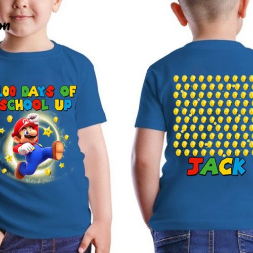 Super Mario 100 Days of School Shirt Fun Kindergarten Teacher Gift Disneyland Themed Mario Game 100th Day Up Shirt