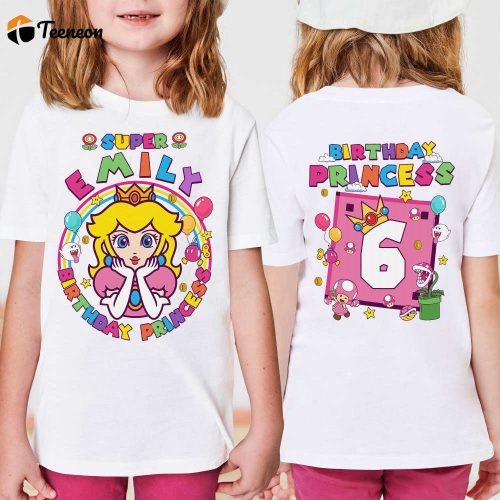 Princess Peach Birthday Shirts: Custom Mario Family Tee – Perfect for Mario-themed Celebrations!