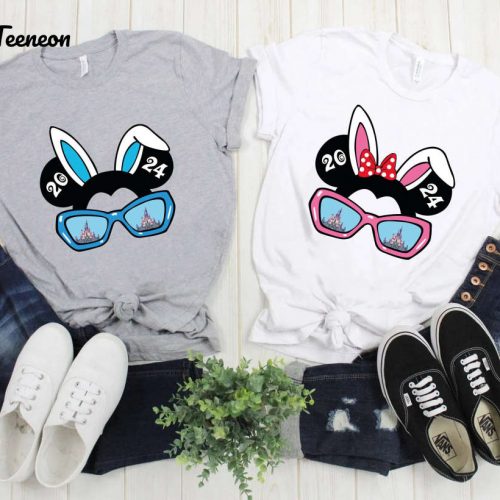 Easter Mickey & Minnie Shirts 2024: Trendy Sunglasses Castle Reflection Bunny Ears – Disney Easter Gift