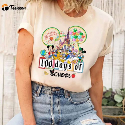 Disneyland 100th Day Kindergarten Teacher Mickey and Friends 100 Days of School Shirt