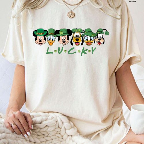 Mickey and Friends Disney Happy St Patrick’s Day Shirt: WDW Disneyland Four Leaf Clover Shamrock Tees for a Lucky Celebration Disney Matching Outfits