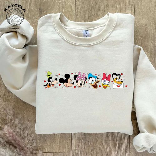 Disney Valentine s Day Shirt Mickey and Friends Valentine Sweatshirt Minnie Mouse Limited Edition Celebrate Love with Disney Characters