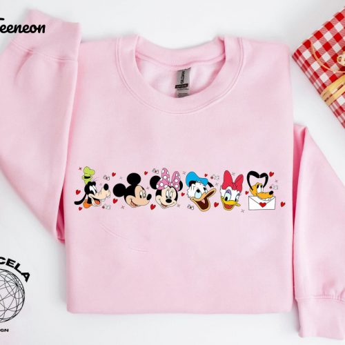 Disney Valentine s Day Shirt Mickey and Friends Valentine Sweatshirt Minnie Mouse Limited Edition Celebrate Love with Disney Characters