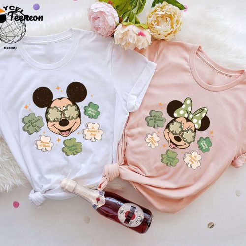 Magical Mickey and Minnie Disney Happy St Patrick s Day Shirt WDW Disneyland Four Leaf Clover Shamrock Shirt Disney Lucky Tees for Disney Matching Fun!