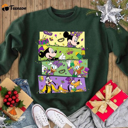 Mickey & Friends Mardi Gras Shirts Magical Disneyland Family Vacation 2024 Fat Tuesday Matching Tees