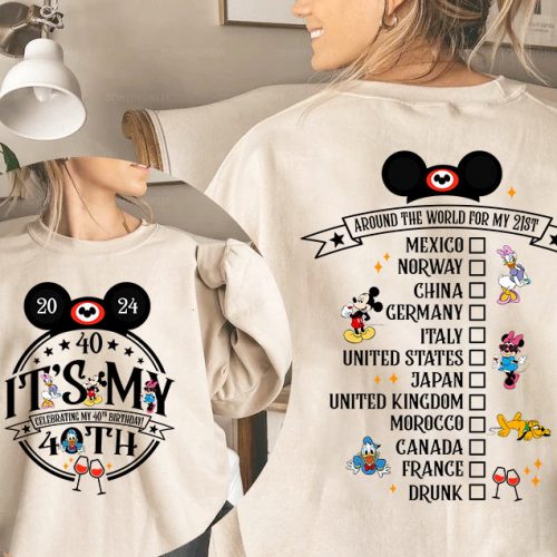 40th Birthday Mickey Shirt: Celebrate with Drinking Team Epcot-themed Drinking Around The World Shirt