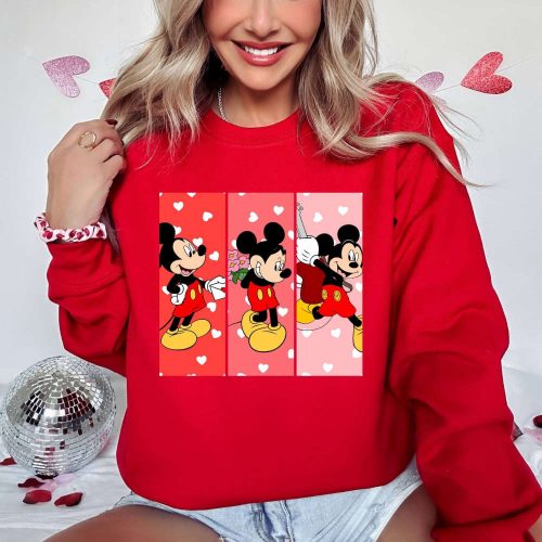 Get in the Retro Vibes with Mickey Valentine T-Shirt: Disney Love Cartoon Sweatshirt & Heart Shirt for Valentines Day! Perfect for a Fun Vacation