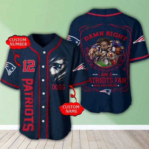 New England Patriots Personalized Baseball Jersey Gift for Men Dad