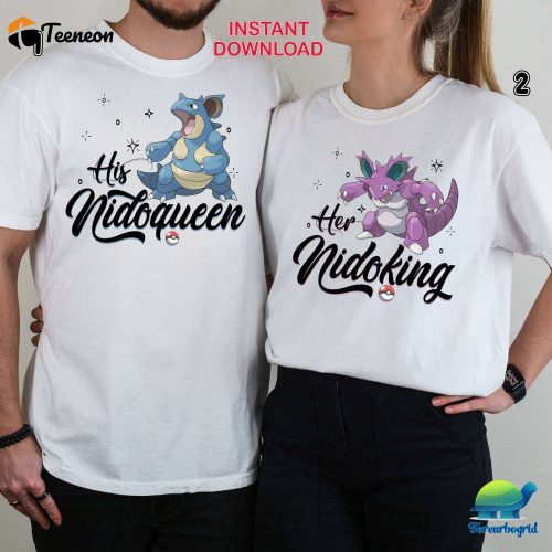 Nidoking & Nidoqueen Couple Png Pokemon Shirt Eevee Evolution Pokeball Anime Valentine Png