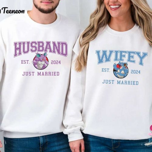 Nidoking Nidoqueen Custom Couple Matching Shirts: Pikachu Valentine Eevee Umbreon Sylveon Just Married – Husband & Wife