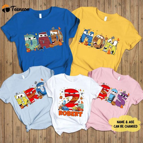 Custom Cars Birthday Family Shirt Disneyland Cars Matching Tee Lightning Mcqueen Gift