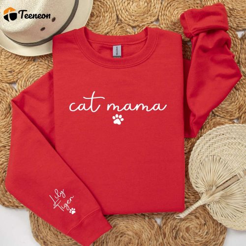 Personalized Cat Name Sweatshirt: Perfect Pet Owner Hoodie with Sleeve Printing – Unique Gift for Cat Person – Cat Owner Sweatshirt and Paw Sweatshirt