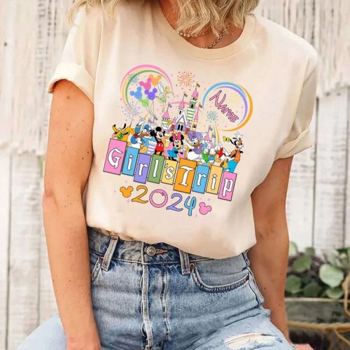 2024 Personalized Disneyland Mickey & Friends Girls Trip Shirt Bestie Matching Tee for WDW Party