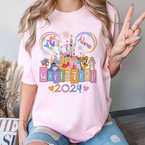 Disneyland Girls Trip 2024: Personalized Pooh & Friends Princess Castle Shirt – Best Friends Bestie Shirt