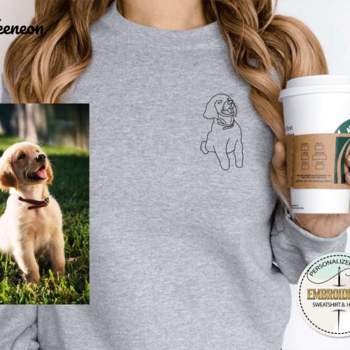 Custom Personalized Dog Photo Sweatshirt: Embroidered Hoodie & Gift for Dog Owner – Dog Person Sweatshirt with Unique Embroidery Design