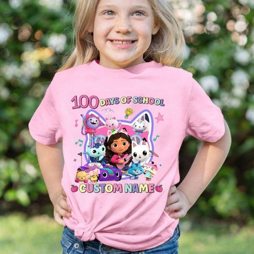 Gabby Dollhouse Personalized 100 Days of School Shirt Cats Kids Back-to-School & Birthday Shirt