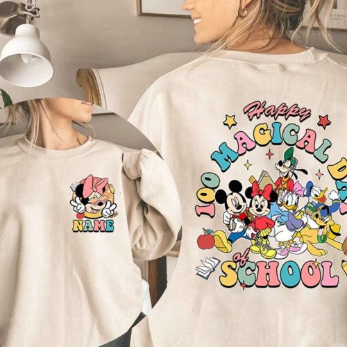 Disneyland Checkered Shirt Personalized Happy 100 Magical Days Teacher Shirt