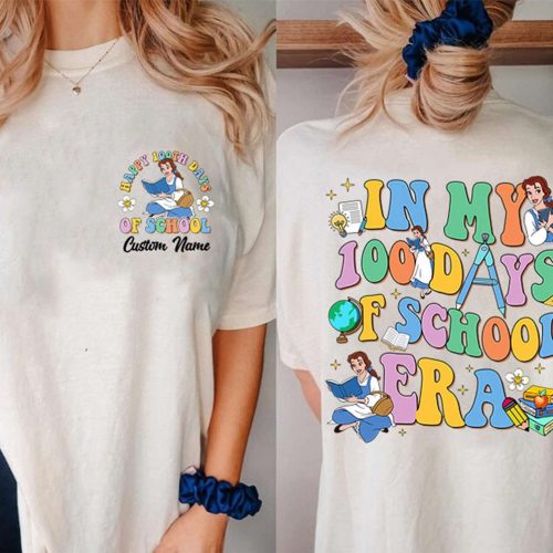 Personalized 100 Days of School Era Tee – Belle Beauty and the Beast Back to School Gift