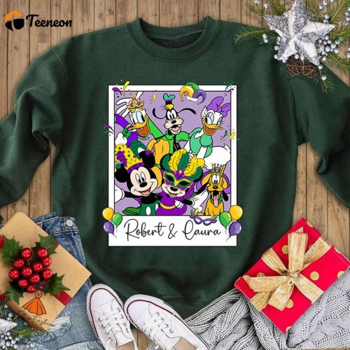 Mickey & Friends Mardi Gras Shirt: Personalized Polaroid Portrait Parade T-shirt Fleur De Lis New Orleans Sweatshirt