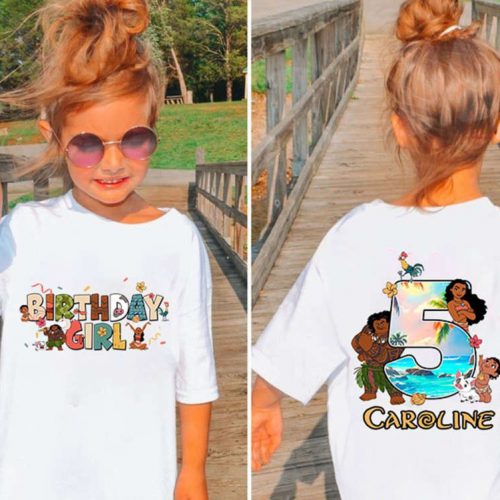 Custom Moana Birthday Shirt Set for Disneyland Trip – Personalized Hei Hei Pua Maui Tamatoa – Perfect for Birthday Parties!