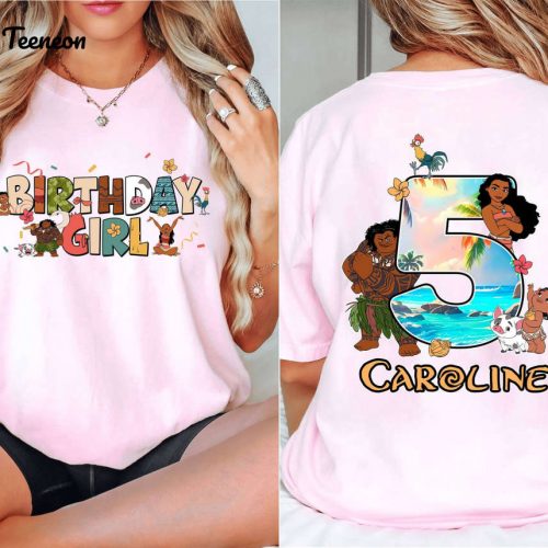 Custom Moana Birthday Shirt Set for Disneyland Trip – Personalized Hei Hei Pua Maui Tamatoa – Perfect for Birthday Parties!