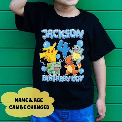 Custom Pikachu & Eeve Birthday Shirts: Personalized Tees for Kids Video Game Birthday Boy Shirt