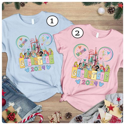 Princess Girls Trip 2024 Shirt Disneyworld & Disneyland Personalized Ariel Belle Design