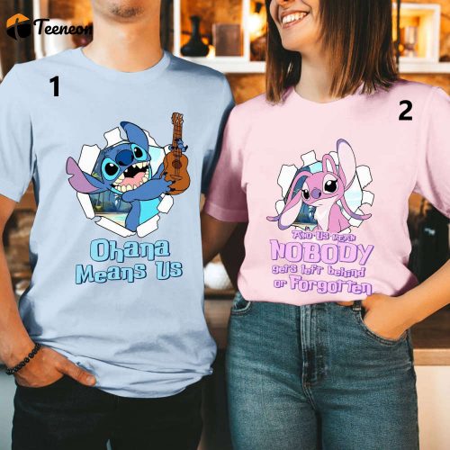 Custom Stitch Angel Valentine Shirts – Couple Honeymoon Disneyland Anniversary