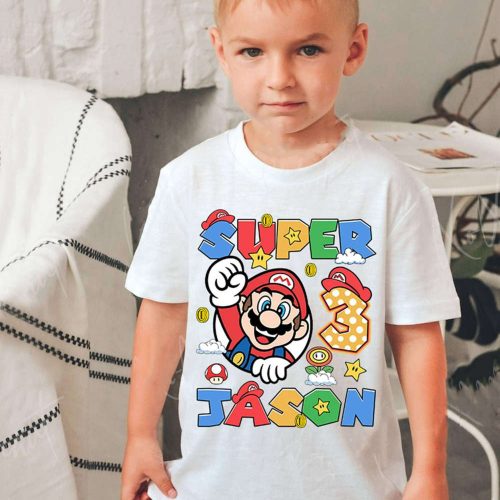 Super Mario Personalized Birthday Shirt – Custom Party Tee for Mario Fans