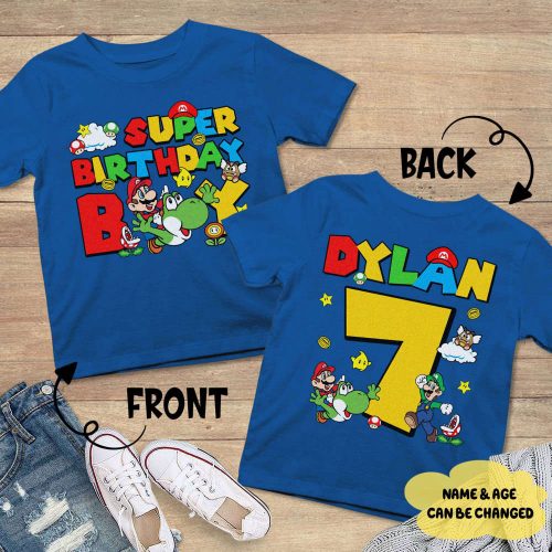 Custom Super Mario Birthday Shirts: Personalized Mario Kid Yoshi & Luigi Family Party Attire