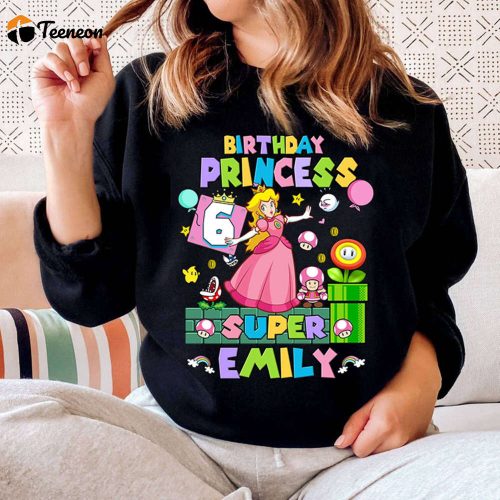 Custom Princess Peach Birthday Shirt – Personalized Mario Party Girl Tee