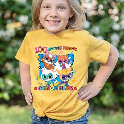 Superkitties 100 Days of School Shirt Personalized Super Cat Kids Shirt Back to School