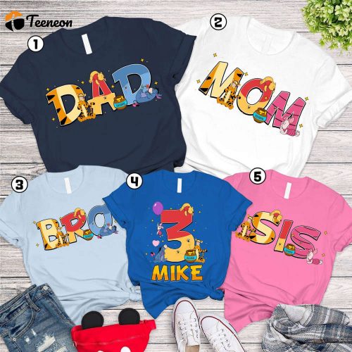 Personalized Winnie The Pooh Birthday Shirt for Family Matching Party Boy Girl Shop Now!