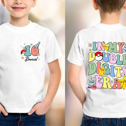 Custom Pikachu Birthday Shirt – Double Digits Era 10th Birthday Celebration & 10 Year Old Gift