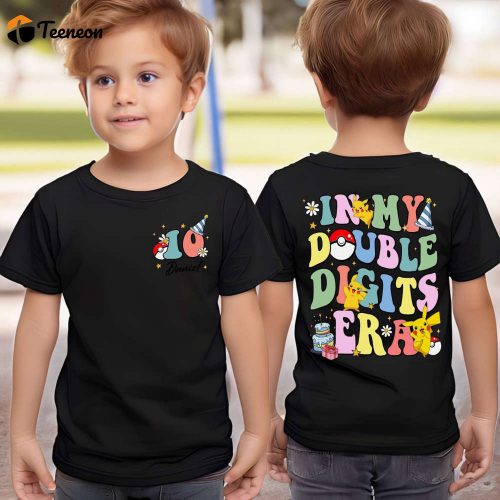 Custom Pikachu Birthday Shirt – Double Digits Era 10th Birthday Celebration & 10 Year Old Gift