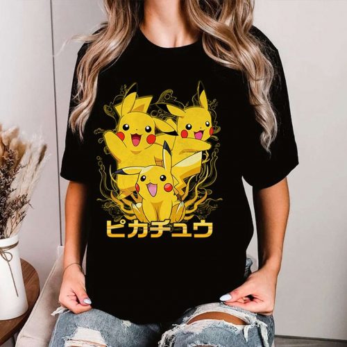 Pikachu Chikorita Cyndaquil Totodile Pichu Togepi Pokeball PKM Anime Japanese Shirt – Perfect for Anime Lovers