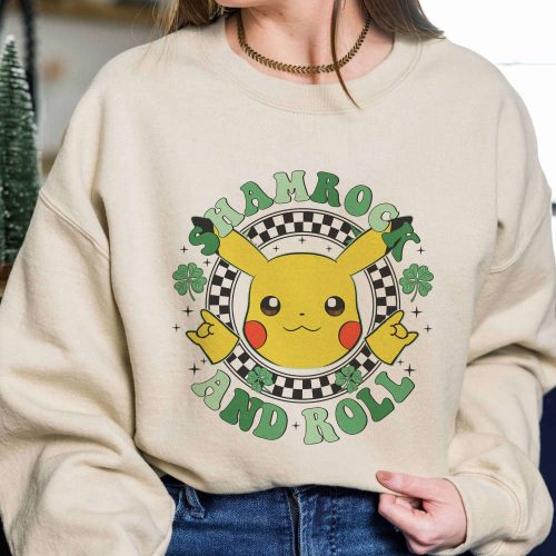 Pikachu Shamrock And Roll Shirt – St Patrick s Day Lucky Shamrock Game Design