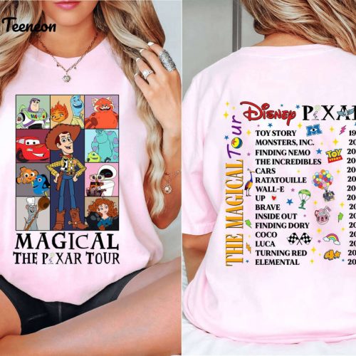 Explore Pixar Era with Disneyland Magical Tour Shirt: Pixar Characters Up Movie & Toy Story – Perfect for the Whole Family!