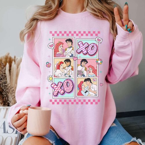 Princess Ariel XoXo Valentine Sweatshirt – Little Mermaid Shirt Retro Valentines Day Tee Couple Matching Tee – Be Mine Valentine – Couple Gift