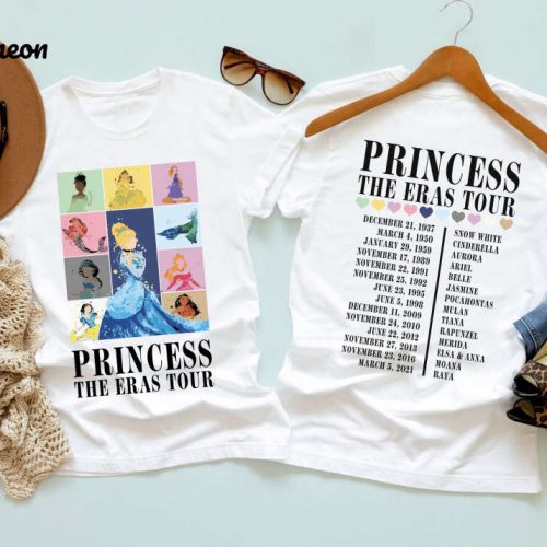 Princess Eras Tour Shirt: Disney Characters Tee Watercolor Art Trip Shirt