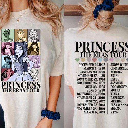 Princess Eras Tour Shirt Disneyland Tee Princess Characters Girl Trip Birthday Gift